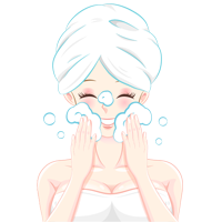 お顔を洗顔石けんで綺麗に洗います。